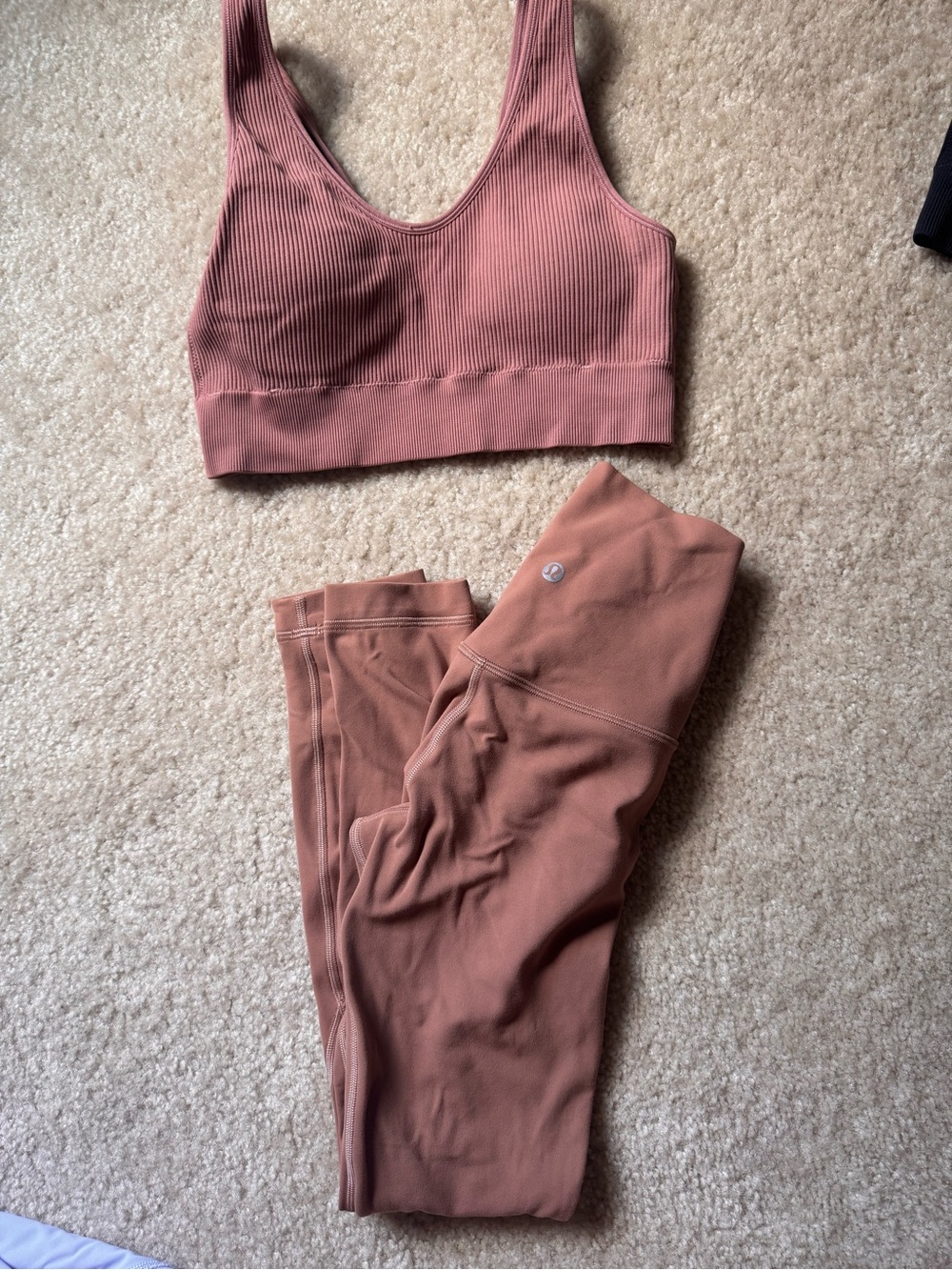 lululemon athletica Ribbed Sports Bra & High-Waist Leggings Set - Mauve Pink